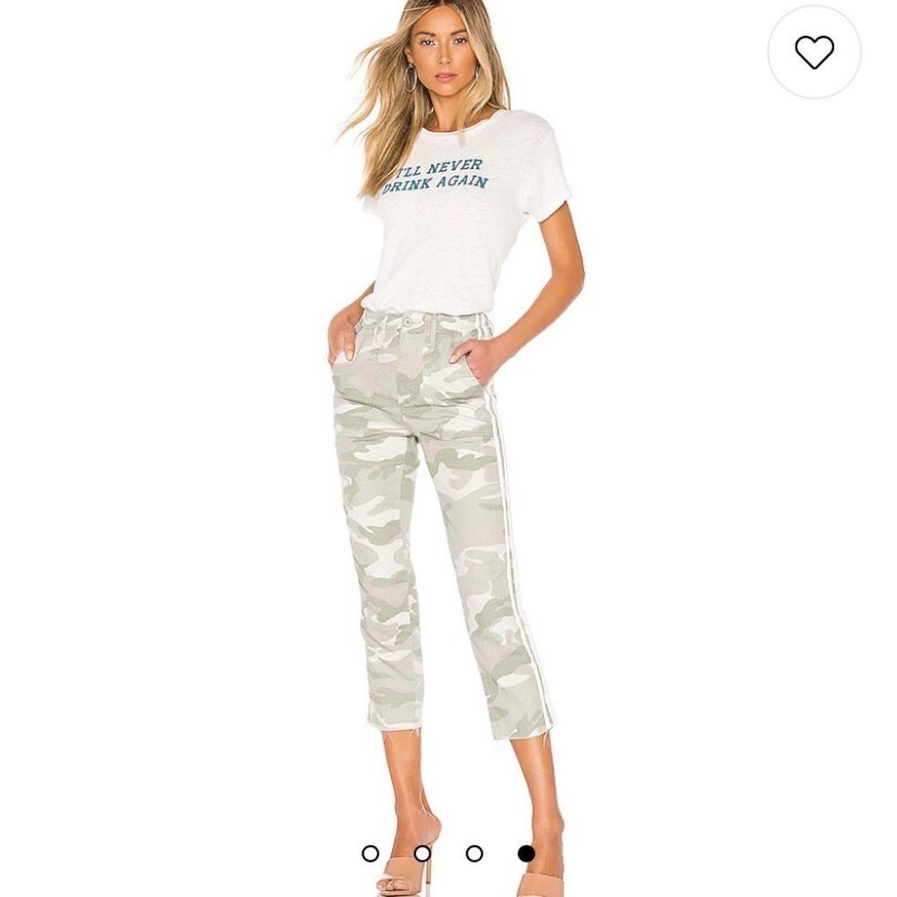 MOTHER Green Camouflage Cropped Pants